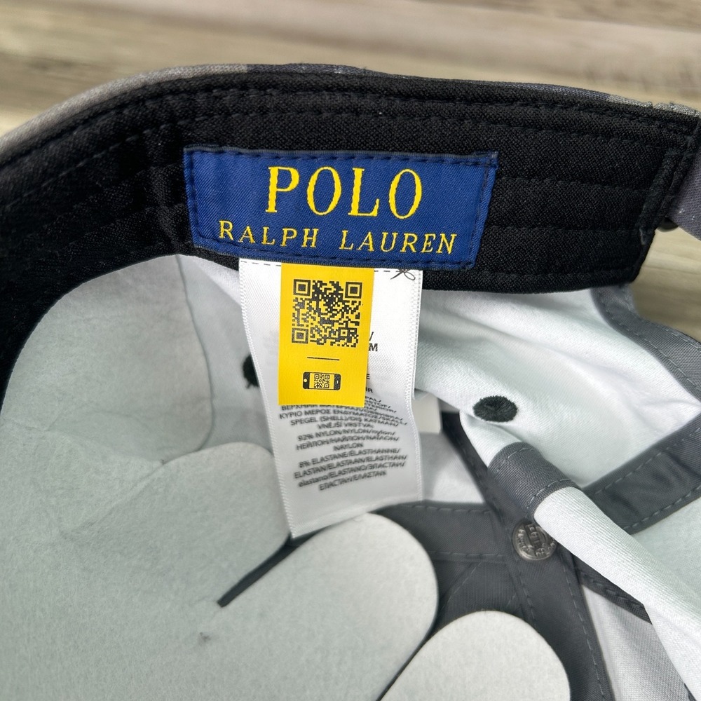 Polo Ralph Lauren Stretch Twill Camo Performance Ball Cap Hat Black Gray - Picture 8 of 8